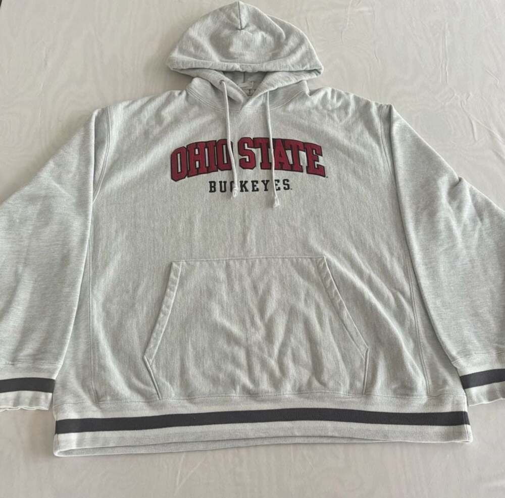 Champion Reverse Weave Ohio State Buckeyes Hoodie Sweatshirt Grey 2X-Large